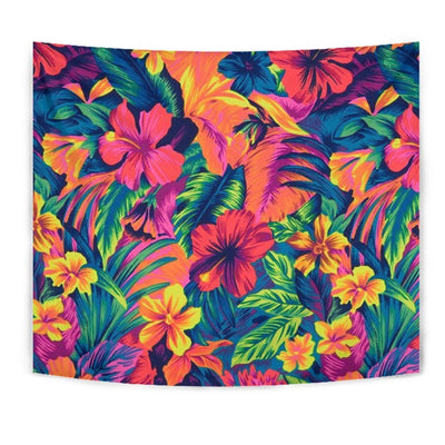 Neon Floral Print Tapestry