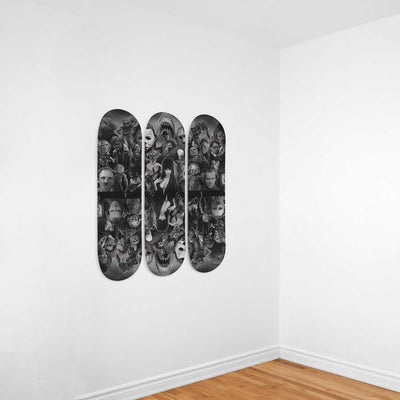 Horror Movie Icons - Black & White 3 Piece Skateboard Wall Art Set