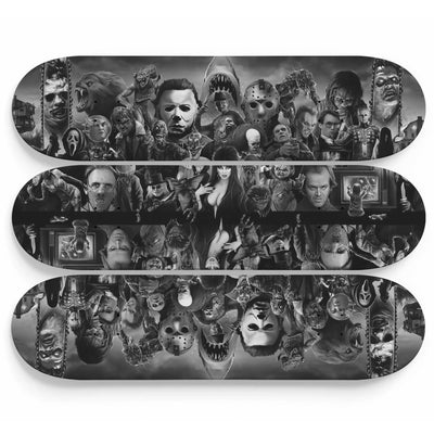 Horror Movie Icons - Black & White 3 Piece Skateboard Wall Art Set