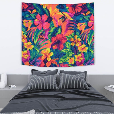 Neon Floral Print Tapestry