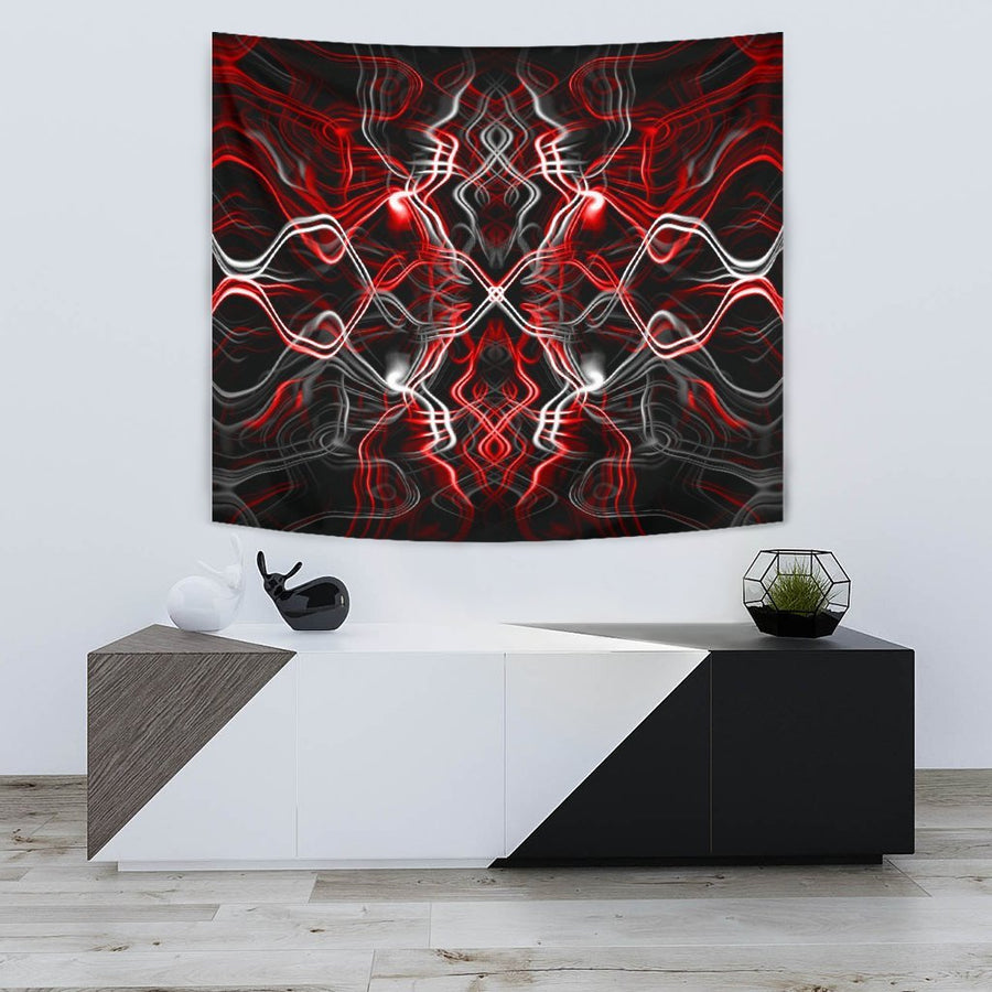 Red & Black Abstract Smoke Wall Tapestry