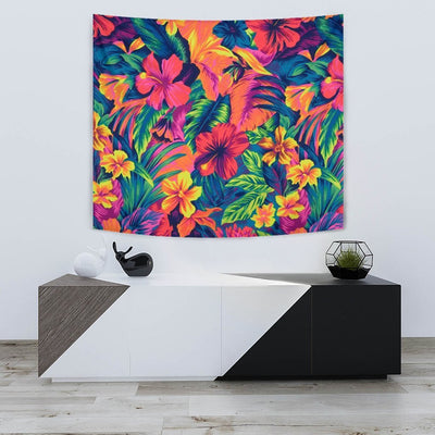 Neon Floral Print Tapestry