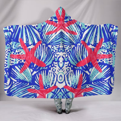 Star Fish Lilly Print Premium Hooded Blanket