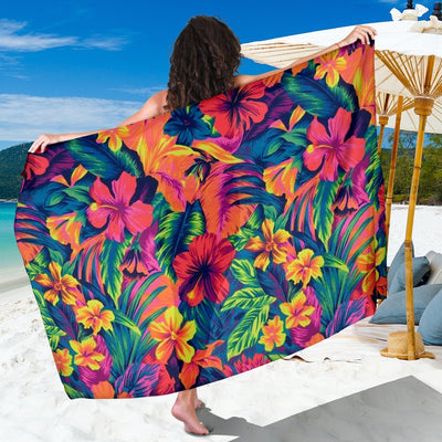 Neon Floral Print Sarong