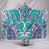 Teal Lilly & Paisley Print Premium Hooded Blanket