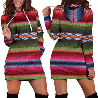 Women's Hoodie Dress - Aztec