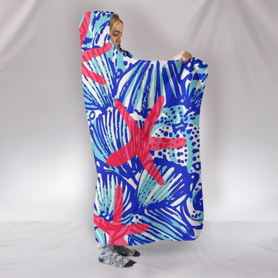 Star Fish Lilly Print Premium Hooded Blanket