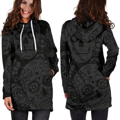 Dark Sugar Skull Women's Hoodie Dress