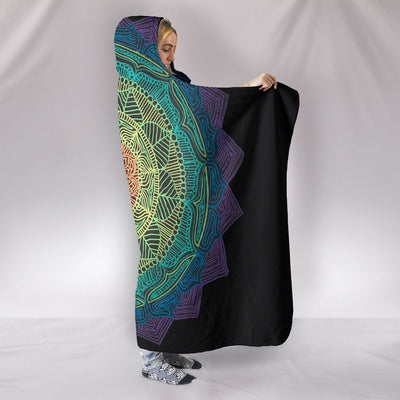 Rainbow Mandala Premium Hooded Blanket