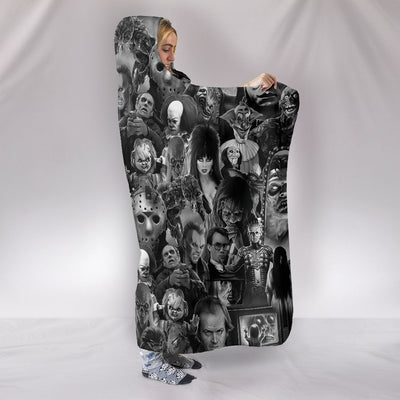 Horror Movie Icon's Black & White Premium Hooded Blanket