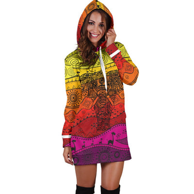 Boho Elephant Women's Hoodie Dress