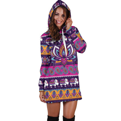 Colorful Lotus Women's Hoodie Dress