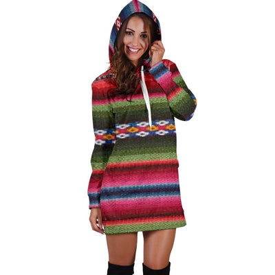 Women's Hoodie Dress - Aztec