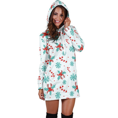 Candy Cane Blue Hoodie Dress