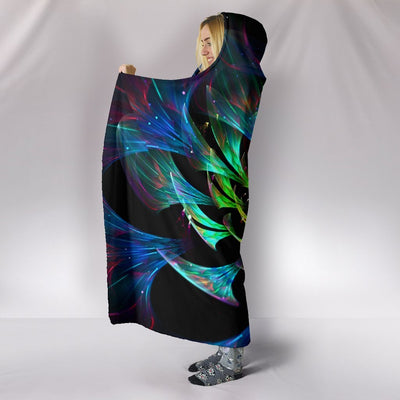 Fractal Abstract Flower Premium Hooded Blanket