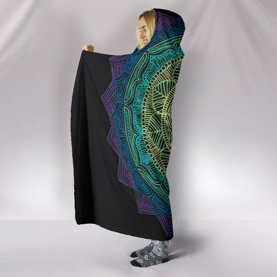 Rainbow Mandala Premium Hooded Blanket