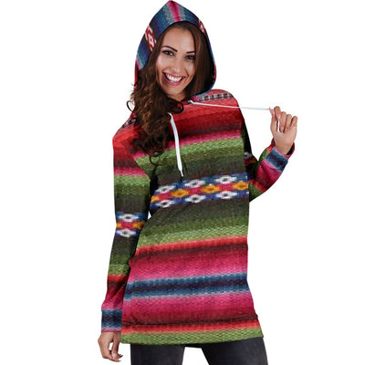 Women's Hoodie Dress - Aztec