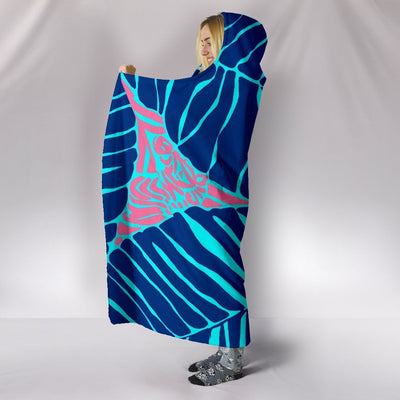 Zebra Print Leafs Premium Hooded Blanket