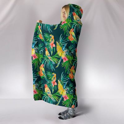 Parrots & Palms Premium Hooded Blanket