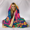 Neon Floral Print Premium Hooded Blanket