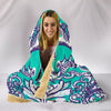 Teal Lilly & Paisley Print Premium Hooded Blanket