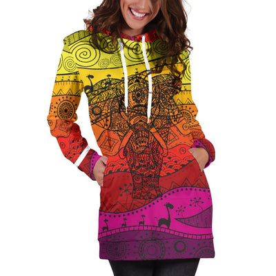 Boho Elephant Women's Hoodie Dress