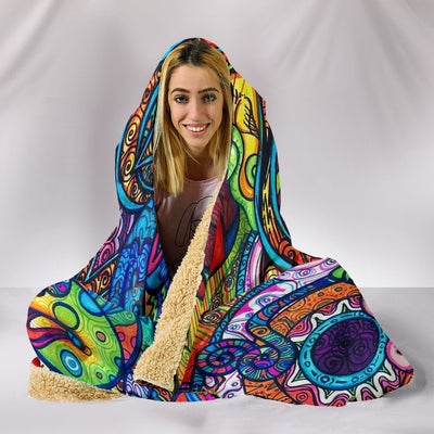 Hidden Meanings Hand-drawn Graffiti Premium Hooded Blanket