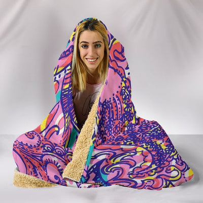 Lilly Paisley Whale Premium Hooded Blanket